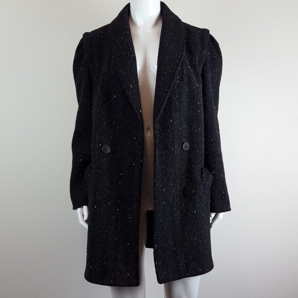 Vintage 80's Weather Wise Black Pea Coat - Picture 2 of 8